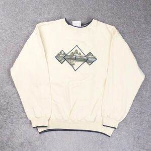 Vintage 90s Embroidered Golf Large Off White Large Long Sleeve Sweatshirt